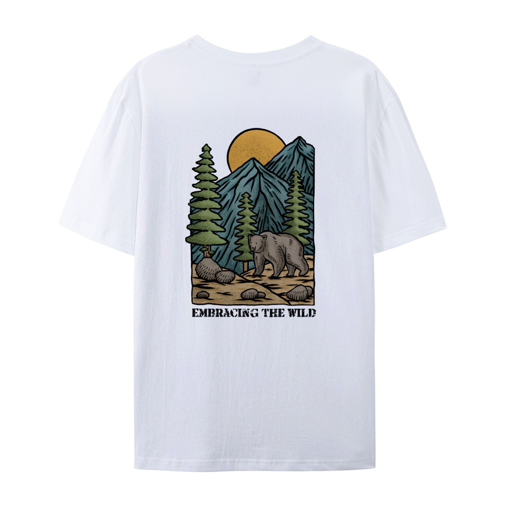 Cotton T-Shirt | Forest Embracing The Wild Short Sleeve TEE | TIDESENCE