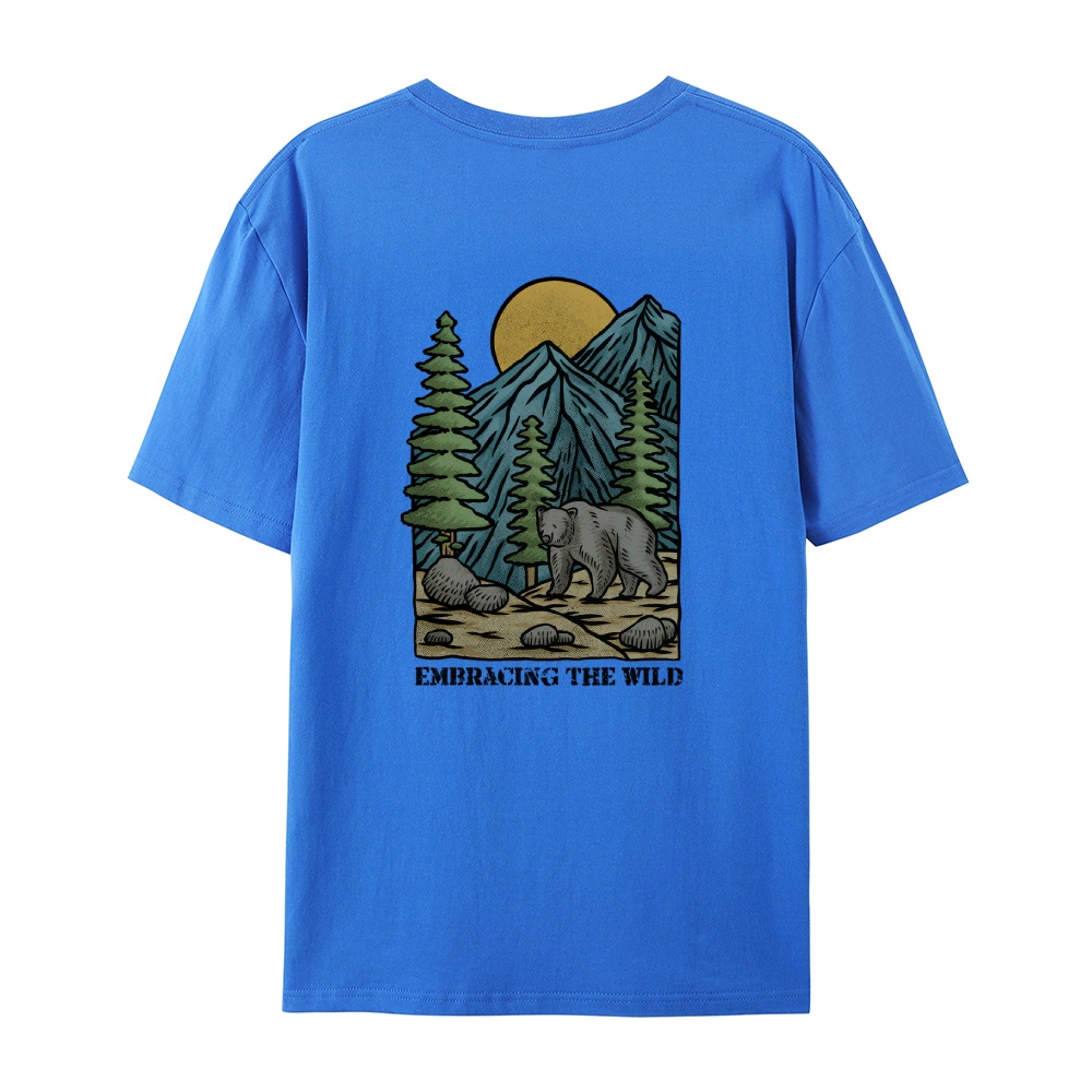 Cotton T-Shirt | Forest Embracing The Wild Short Sleeve TEE | TIDESENCE