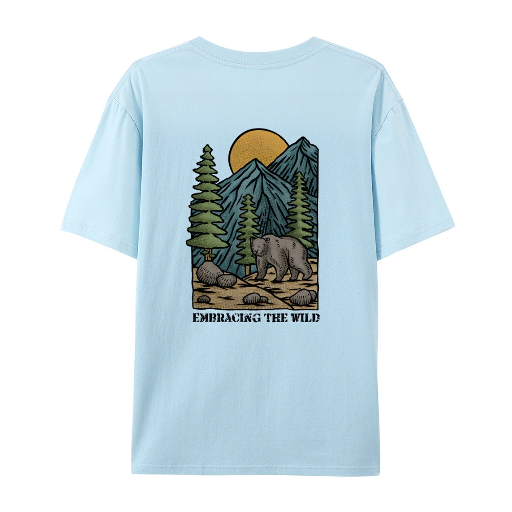 Cotton T-Shirt | Forest Embracing The Wild Short Sleeve TEE | TIDESENCE