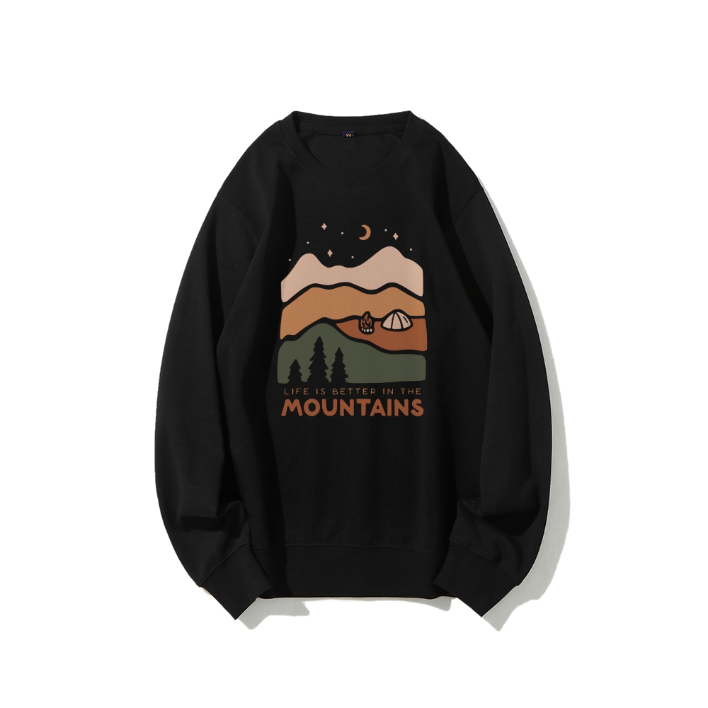 Sweatshirt | Landscape Mountains Casual Crewneck Sweatshirt | TIDESENCE