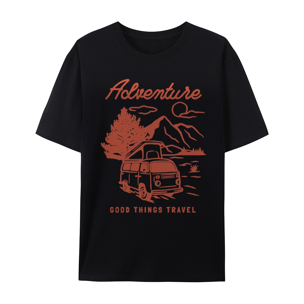 Cotton T-Shirt | Forest Adventure Travel Casual Short Sleeve TEE | TIDESENCE