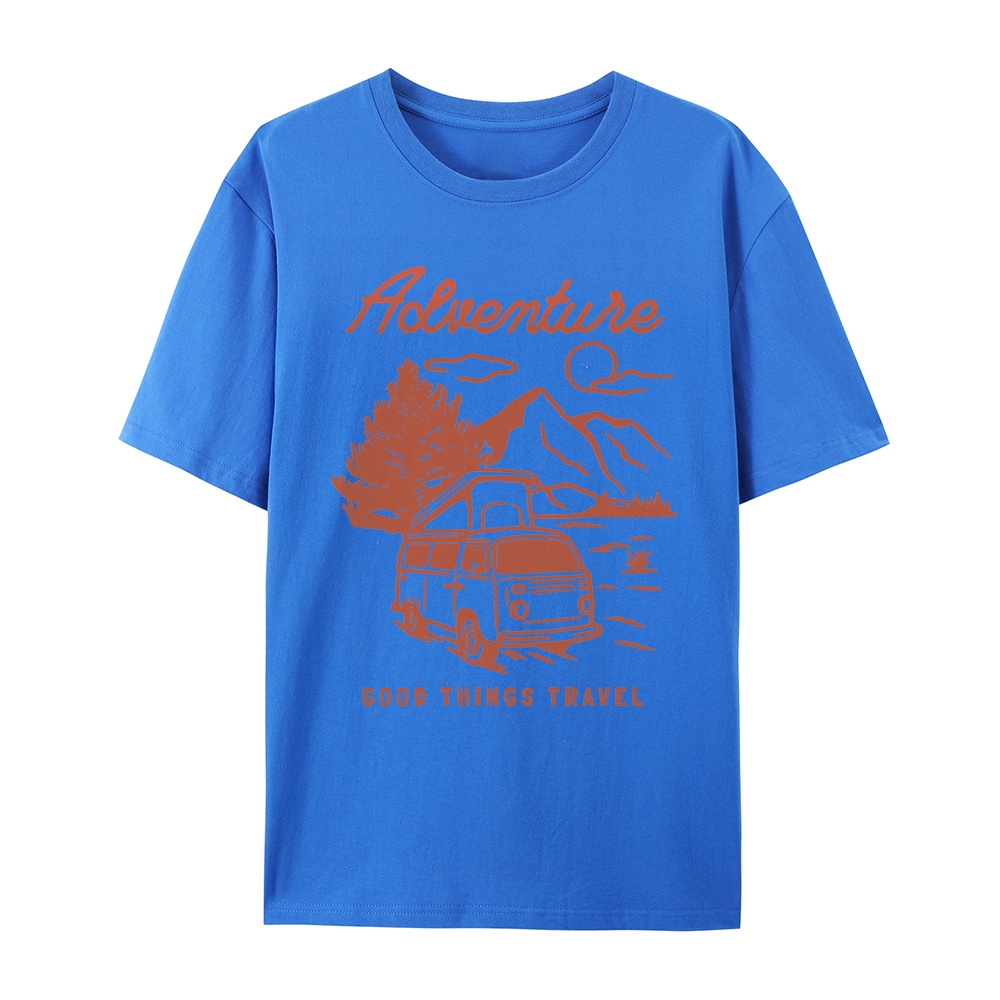 Cotton T-Shirt | Forest Adventure Travel Casual Short Sleeve TEE | TID
