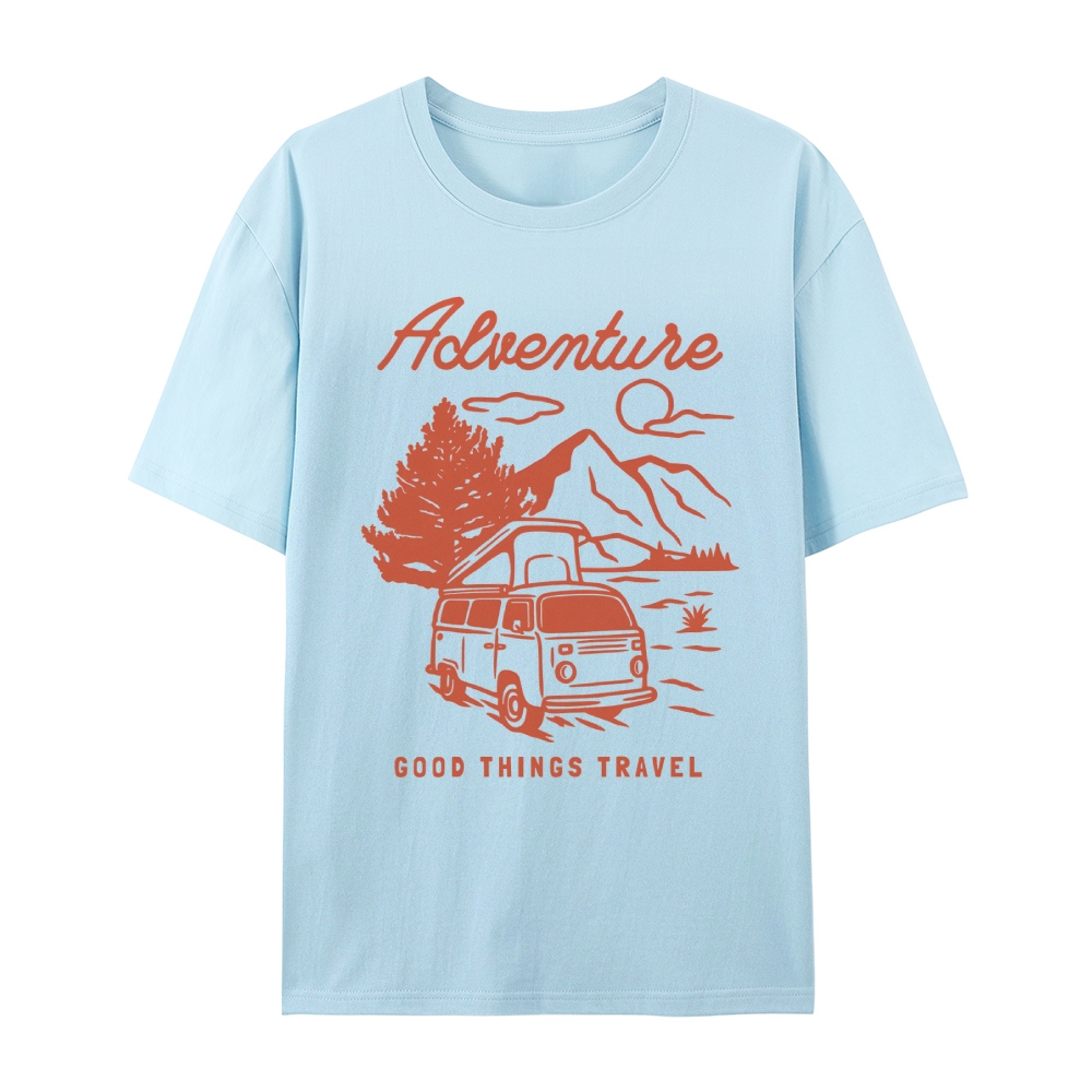 Cotton T-Shirt | Forest Adventure Travel Casual Short Sleeve TEE | TID