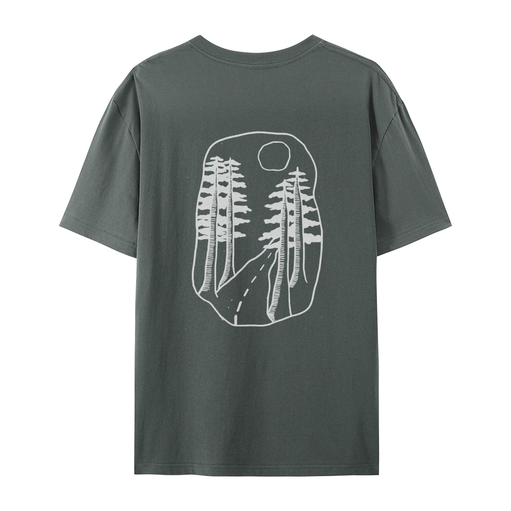 Cotton T-Shirt | Forest Casual Short Sleeve TEE | TIDESENCE