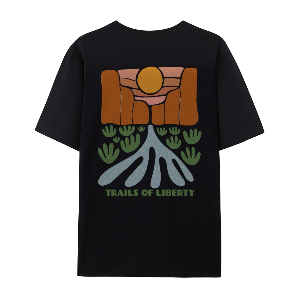 Cotton T-Shirt | Trails Of Library Casual Short Sleeve TEE | TIDESENCE