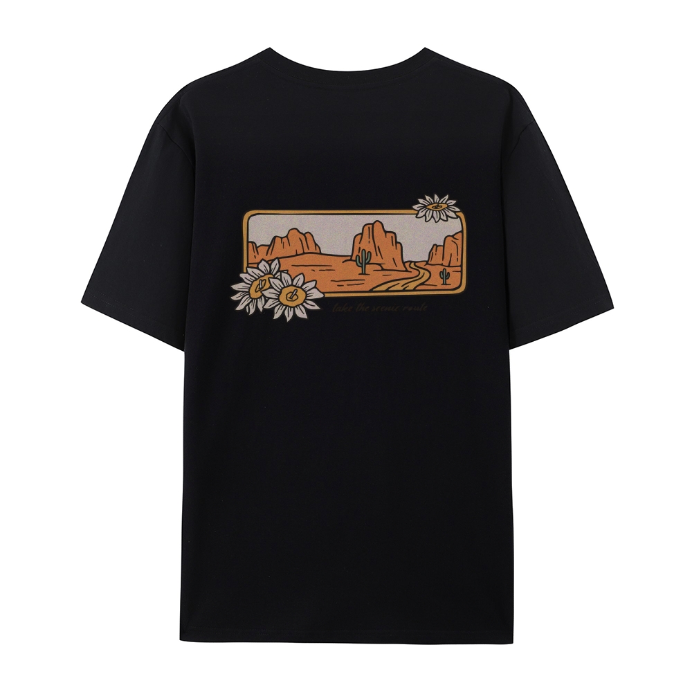 Cotton T-Shirt | Landscape Casual Short Sleeve T-Shirt | TIDESENCE
