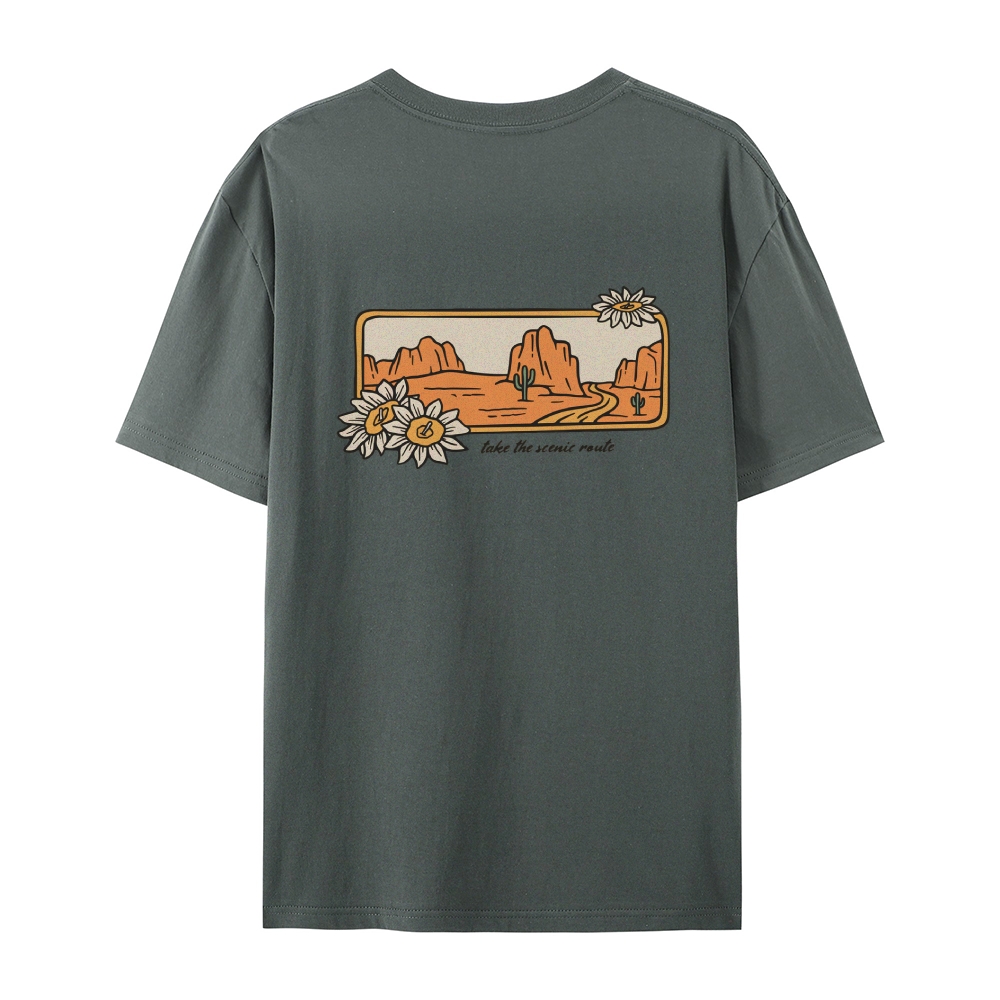 Cotton T-Shirt | Landscape Casual Short Sleeve T-Shirt | TIDESENCE