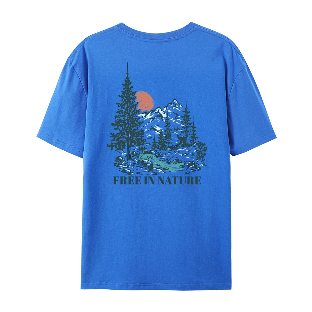 Cotton T-Shirt | Forest Free In Nature Casual Short Sleeve TEE | TIDESENCE