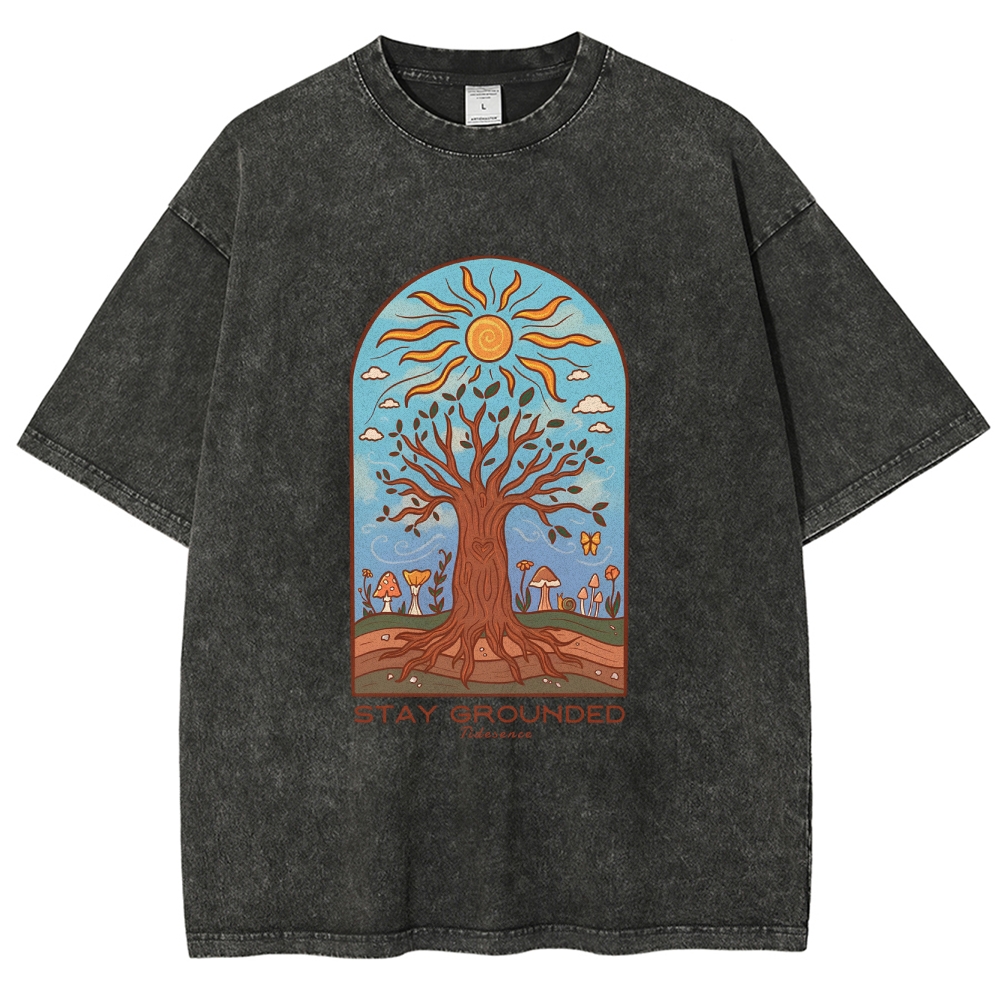 Washed T-Shirt | Hippie Sun Stay Encouraged Unisex Fit | TIDESENCE