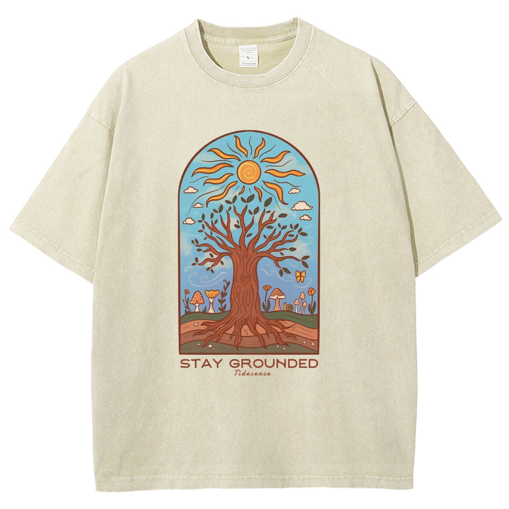 Washed T-Shirt | Hippie Sun Stay Encouraged Unisex Fit | TIDESENCE