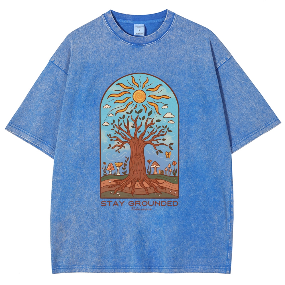 Washed T-Shirt | Hippie Sun Stay Encouraged Unisex Fit | TIDESENCE