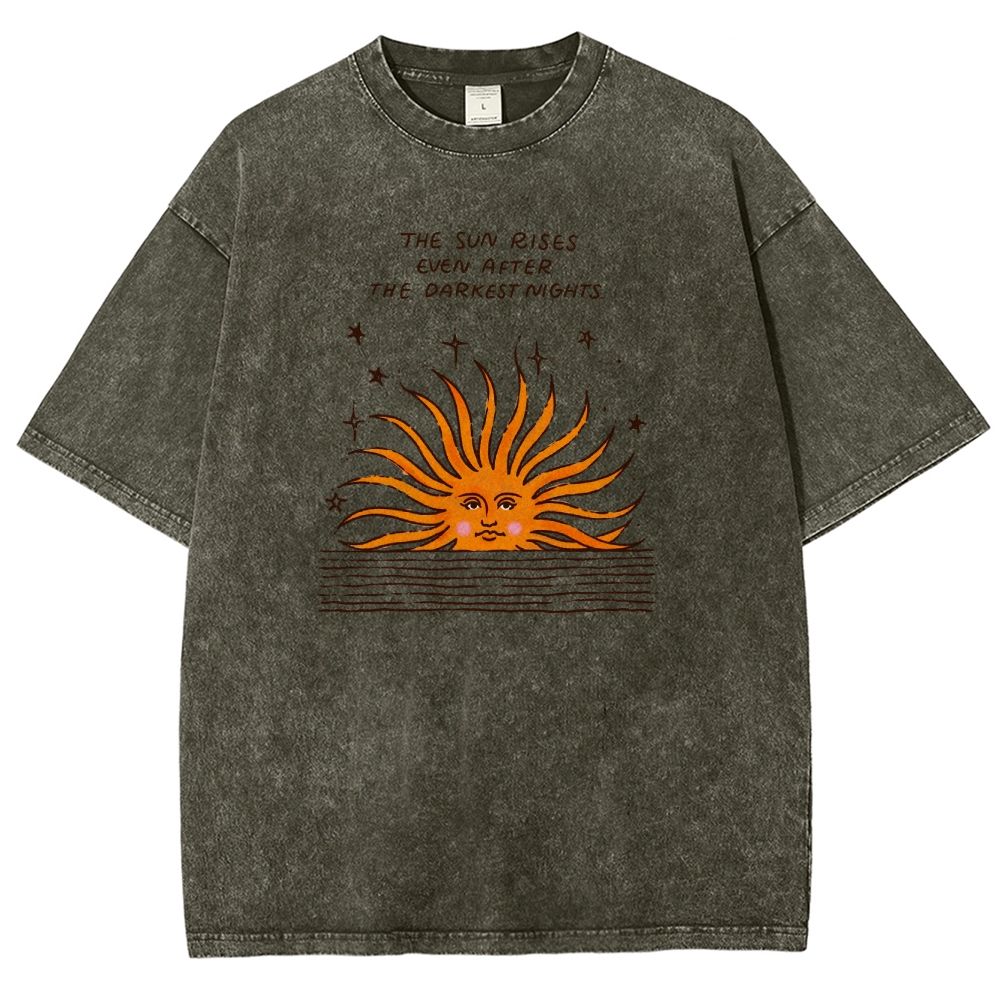 Washed T-Shirt | Hippie Sun Unisex Fit The Sun Rises | TIDESENCE