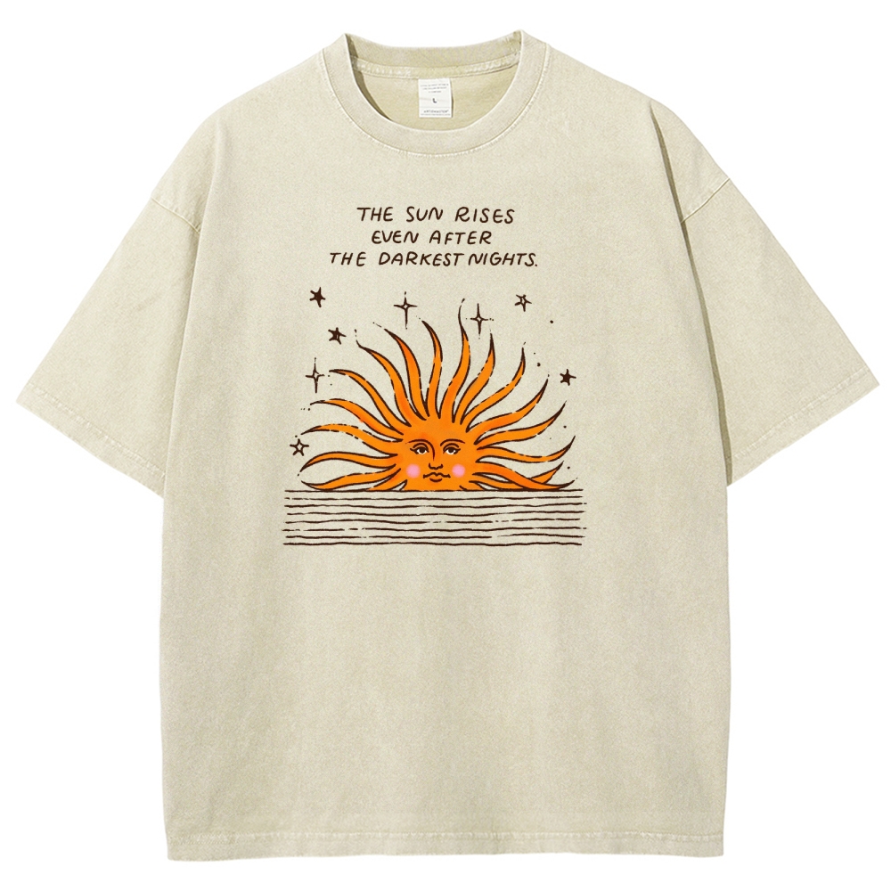 Washed T-Shirt | Hippie Sun Unisex Fit The Sun Rises | TIDESENCE