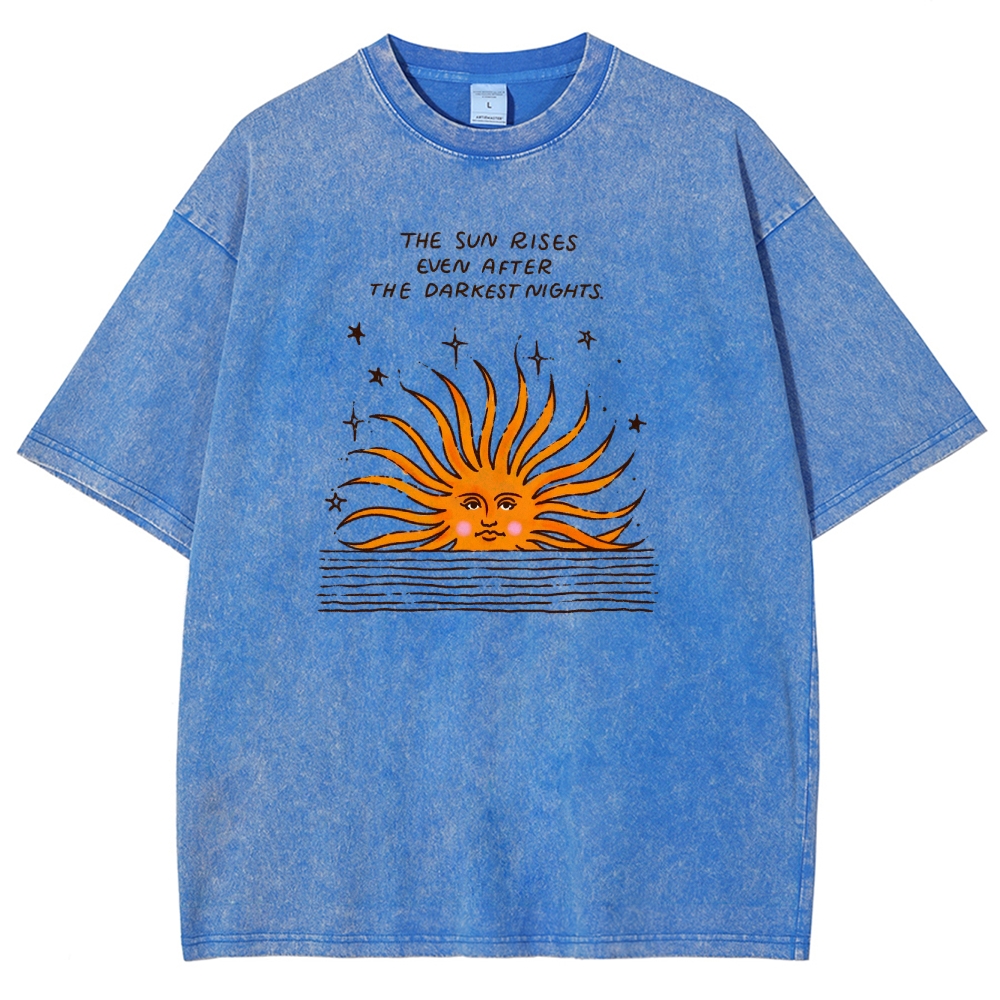 Washed T-Shirt | Hippie Sun Unisex Fit The Sun Rises | TIDESENCE