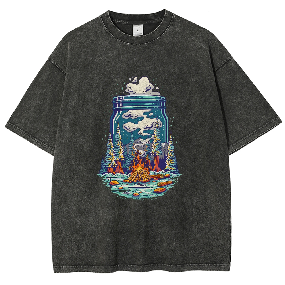 Washed T-Shirt | Unisex Fit Forest Fire | TIDESENCE