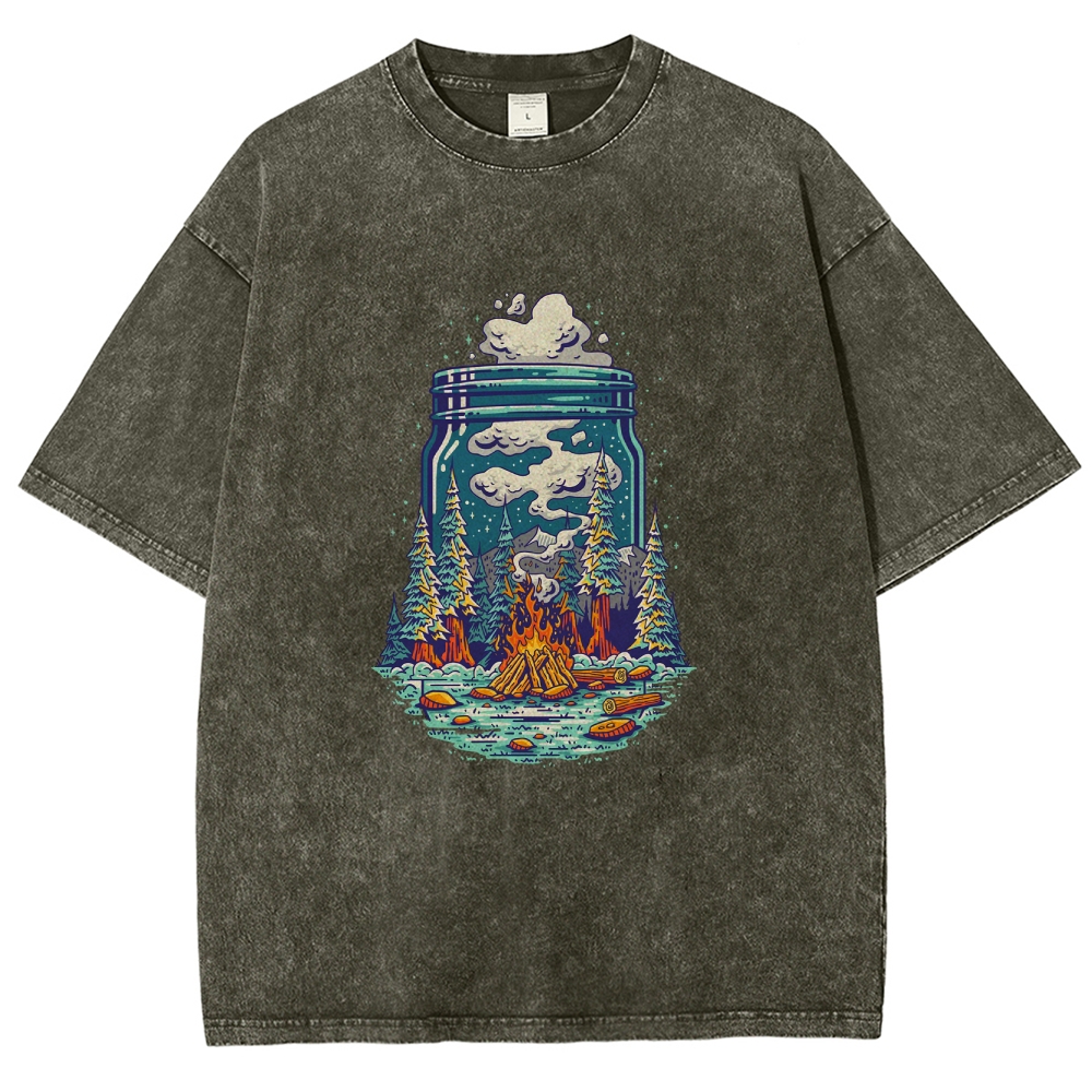 Washed T-Shirt | Unisex Fit Forest Fire | TIDESENCE