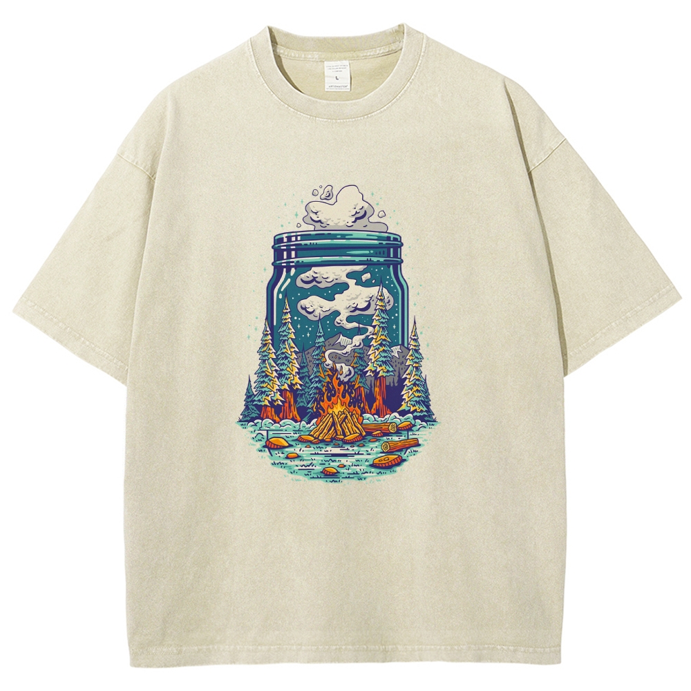 Washed T-Shirt | Unisex Fit Forest Fire | TIDESENCE