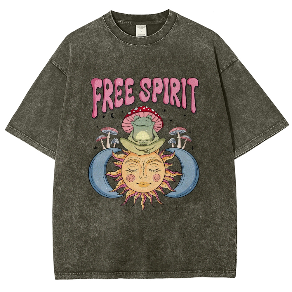 Washed T-Shirt | Hippie Sun Free Spirit Unisex Fit | TIDESENCE