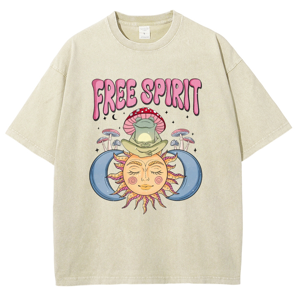 Washed T-Shirt | Hippie Sun Free Spirit Unisex Fit | TIDESENCE