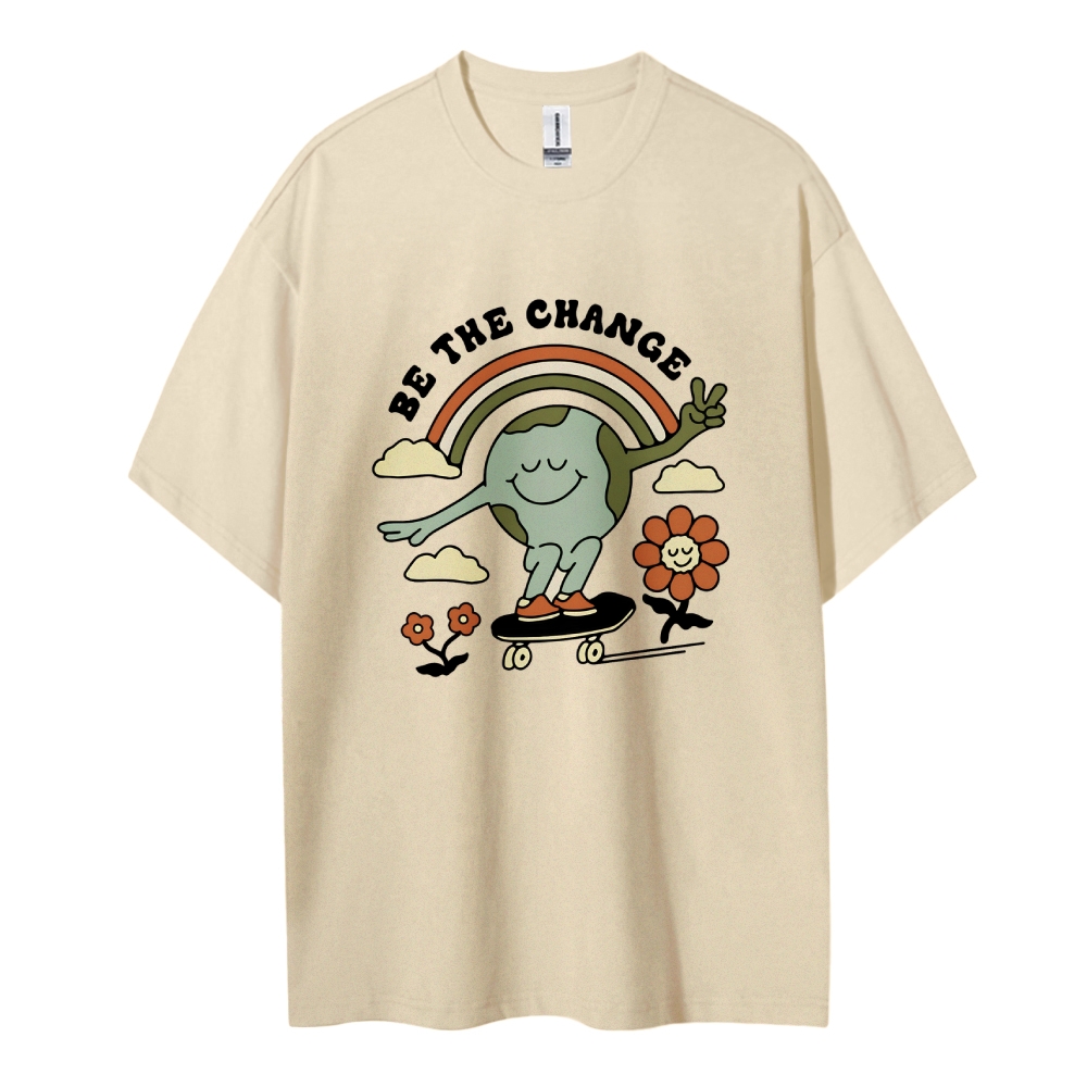 Cotton T-Shirt | Be The Change Protect Earth Unisex Fit | TIDESENCE
