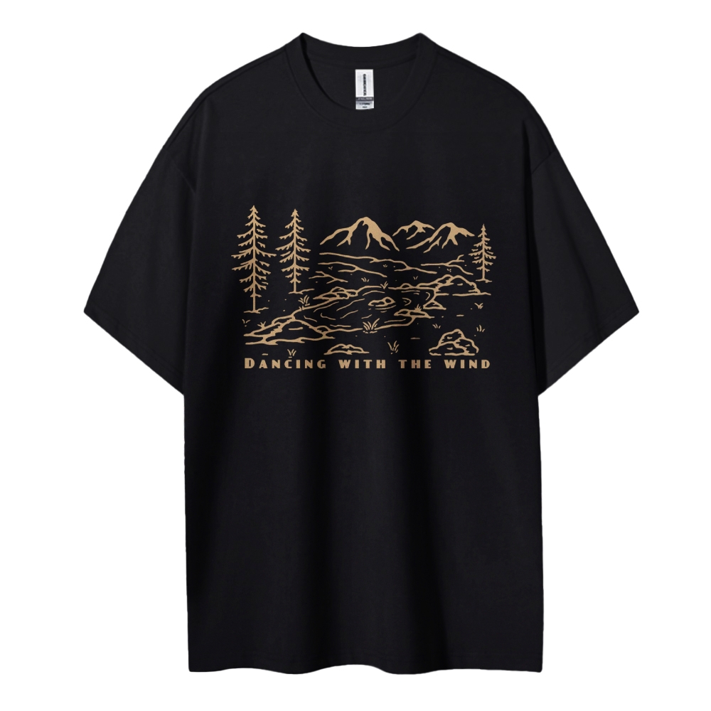 Cotton T-Shirt | Landscape Unisex Fit Dancing With The Wind | TIDESENCE