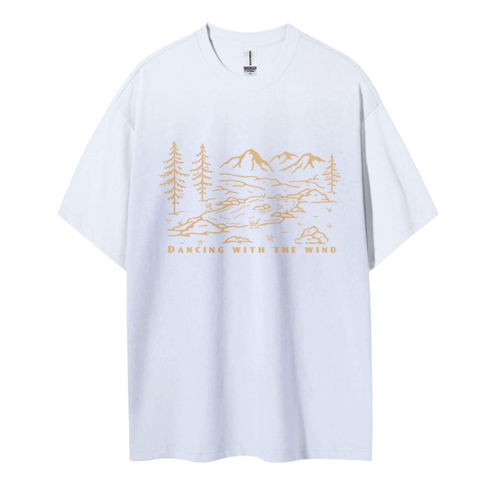 Cotton T-Shirt | Landscape Unisex Fit Dancing With The Wind | TIDESENC