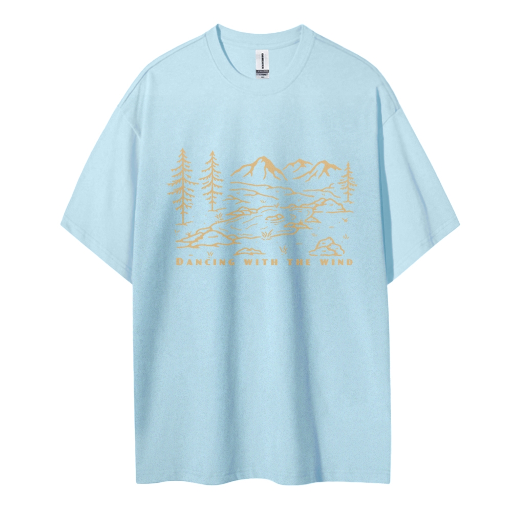 Cotton T-Shirt | Landscape Unisex Fit Dancing With The Wind | TIDESENC
