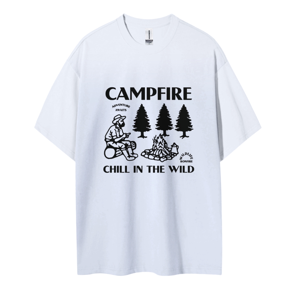 Cotton T-Shirt | Campfire Unisex Fit Chill In The Wild | TIDESENCE
