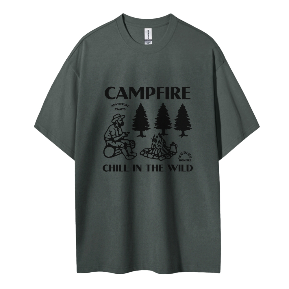 Cotton T-Shirt | Campfire Unisex Fit Chill In The Wild | TIDESENCE