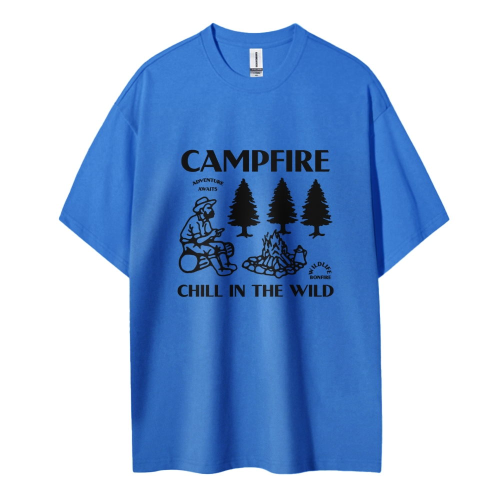 Cotton T-Shirt | Campfire Unisex Fit Chill In The Wild | TIDESENCE