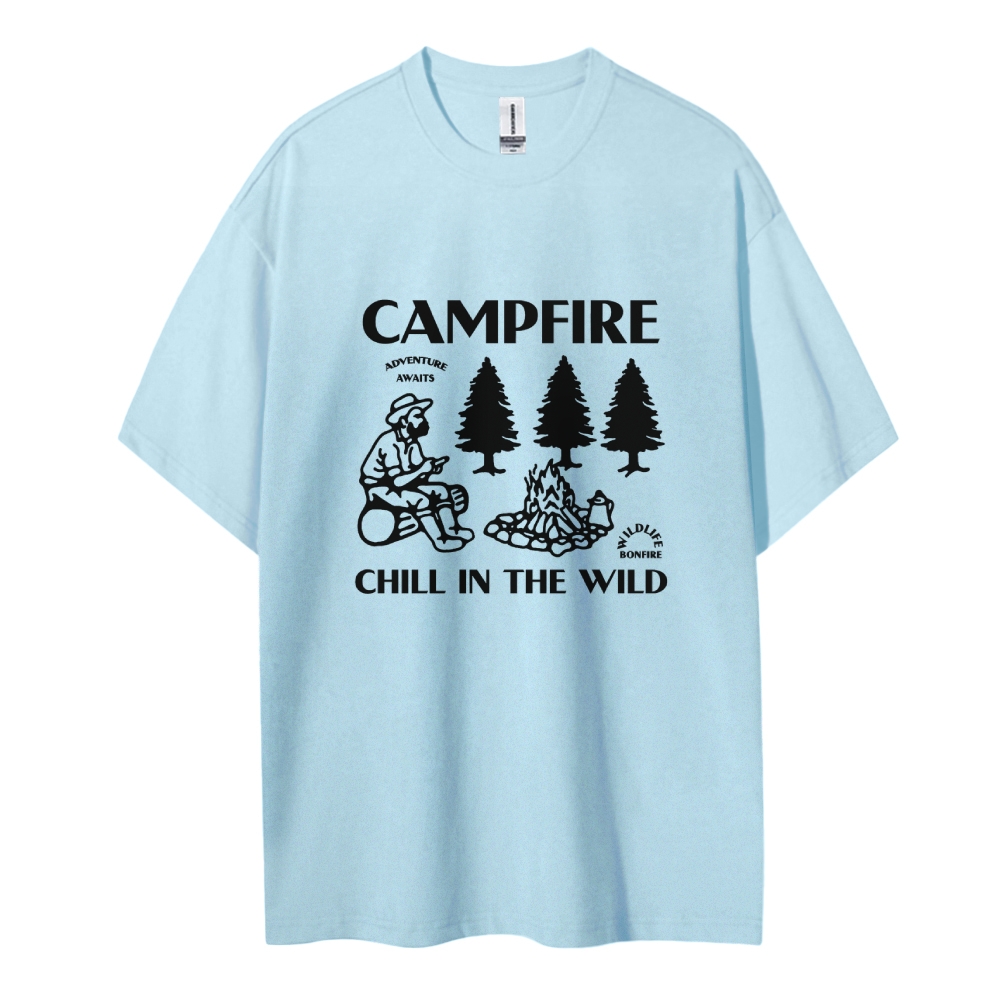 Cotton T-Shirt | Campfire Unisex Fit Chill In The Wild | TIDESENCE