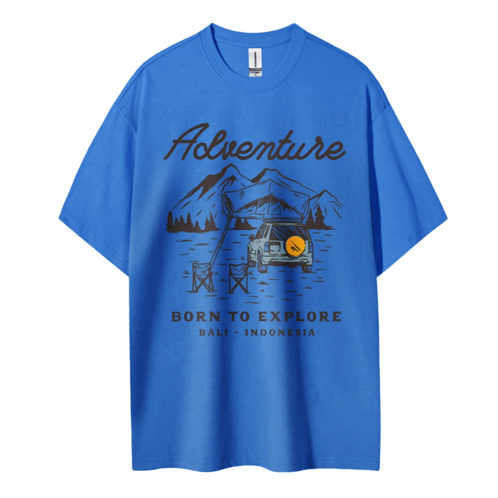 Cotton T-Shirt | Adventure Journey Unisex Fit Born To Explore | TIDESE