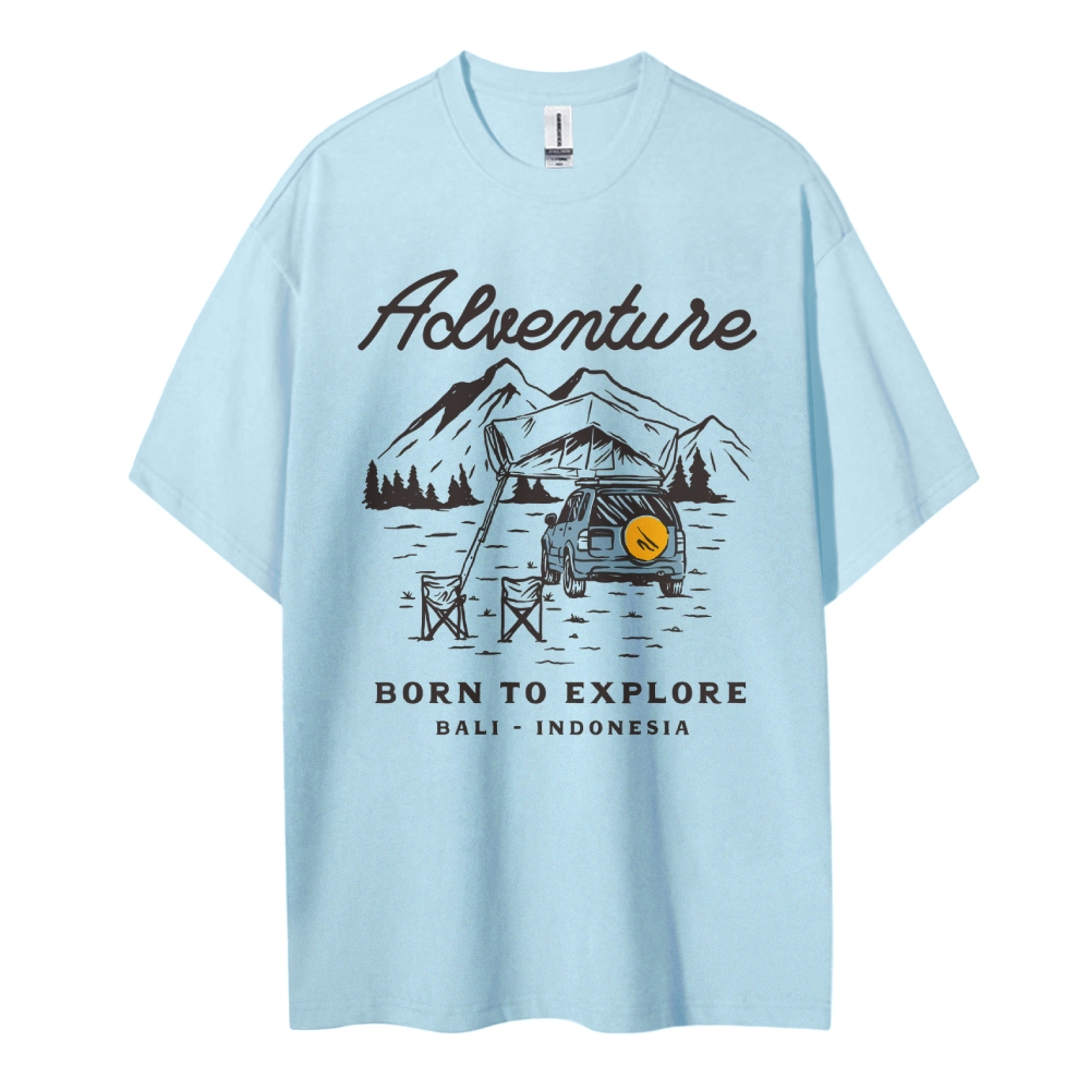 Cotton T-Shirt | Adventure Journey Unisex Fit Born To Explore | TIDESE