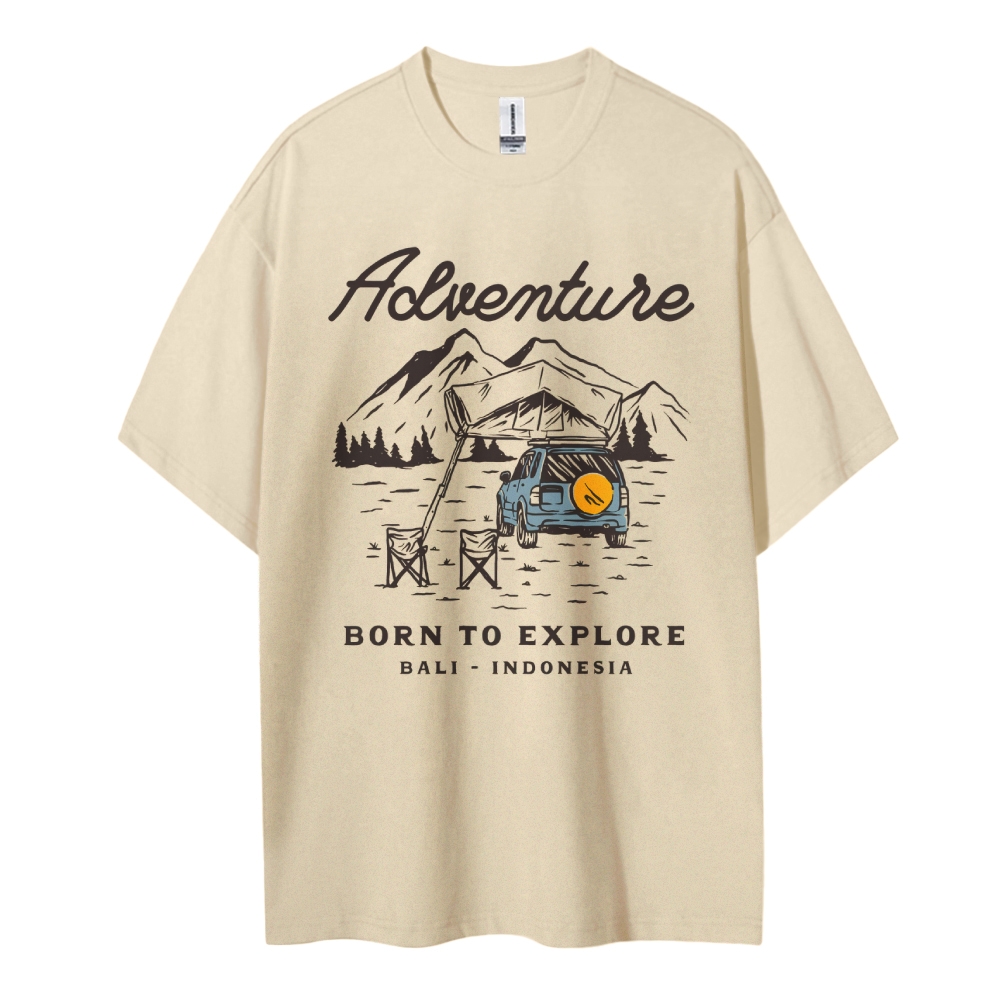 Cotton T-Shirt | Adventure Journey Unisex Fit Born To Explore | TIDESENCE