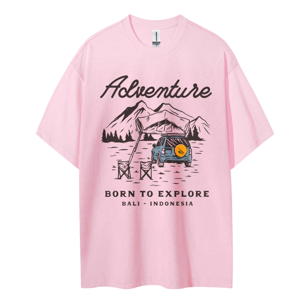 Cotton T-Shirt | Adventure Journey Unisex Fit Born To Explore | TIDESE