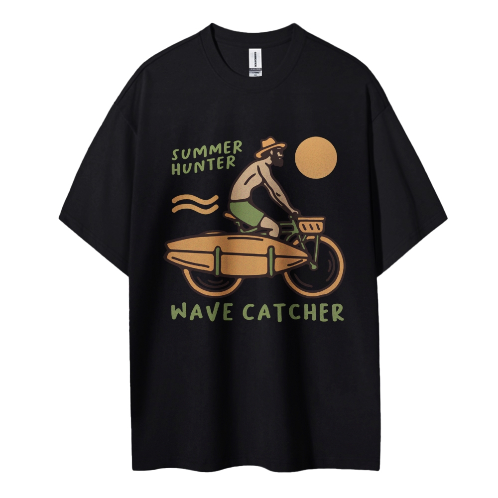 Cotton T-Shirt | Surf Unisex Fit Summer Hunter Wave Cartcher | TIDESENCE