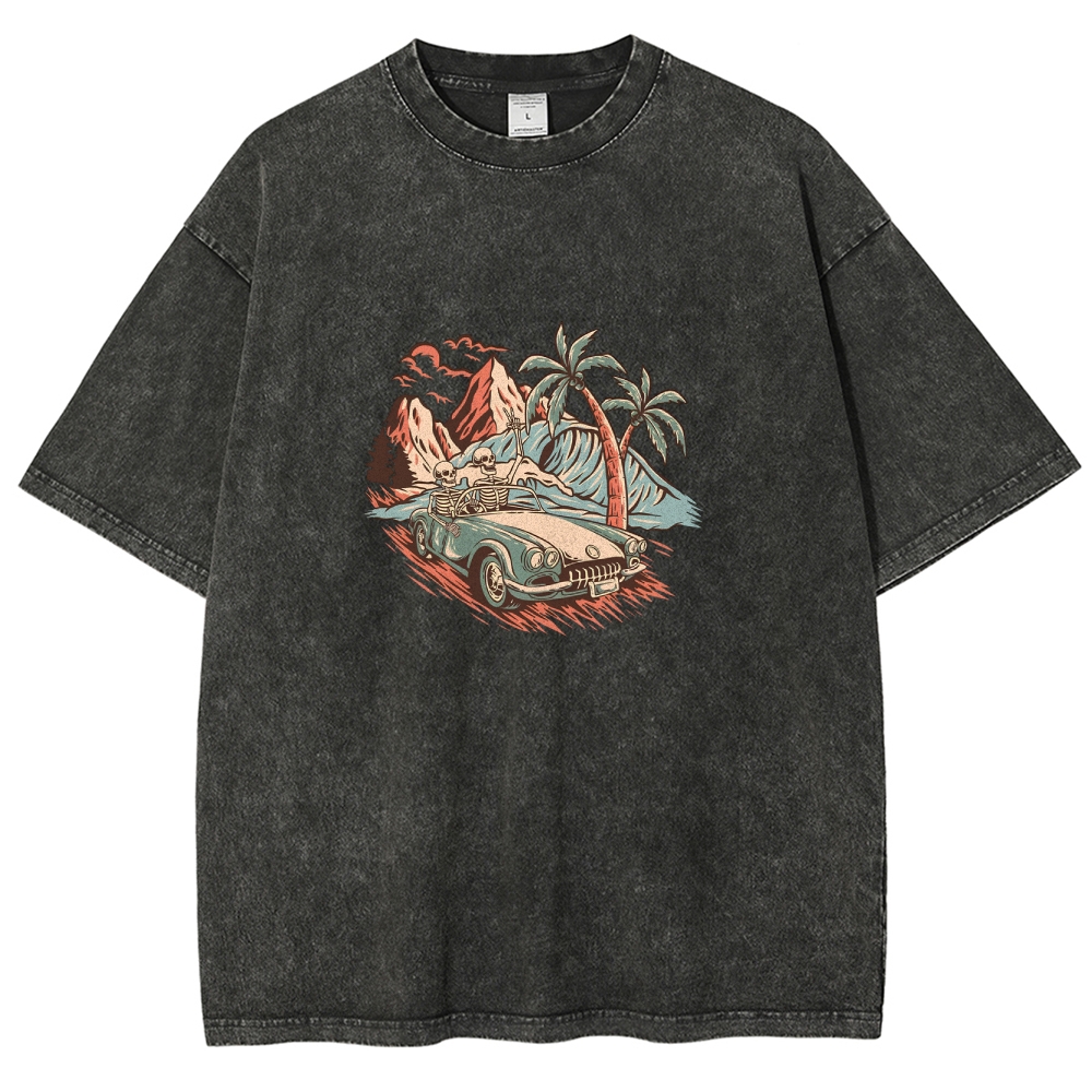 Washed T-Shirt | Adventure Journey Unisex Enjoy The Moment | TIDESENCE