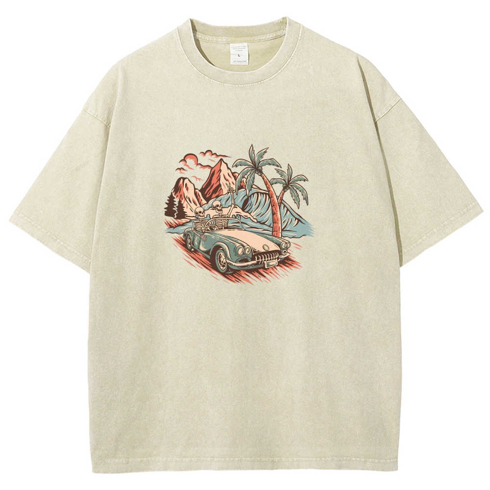 Washed T-Shirt | Adventure Journey Unisex Enjoy The Moment | TIDESENCE