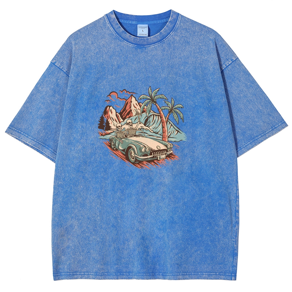 Washed T-Shirt | Adventure Journey Unisex Enjoy The Moment | TIDESENCE