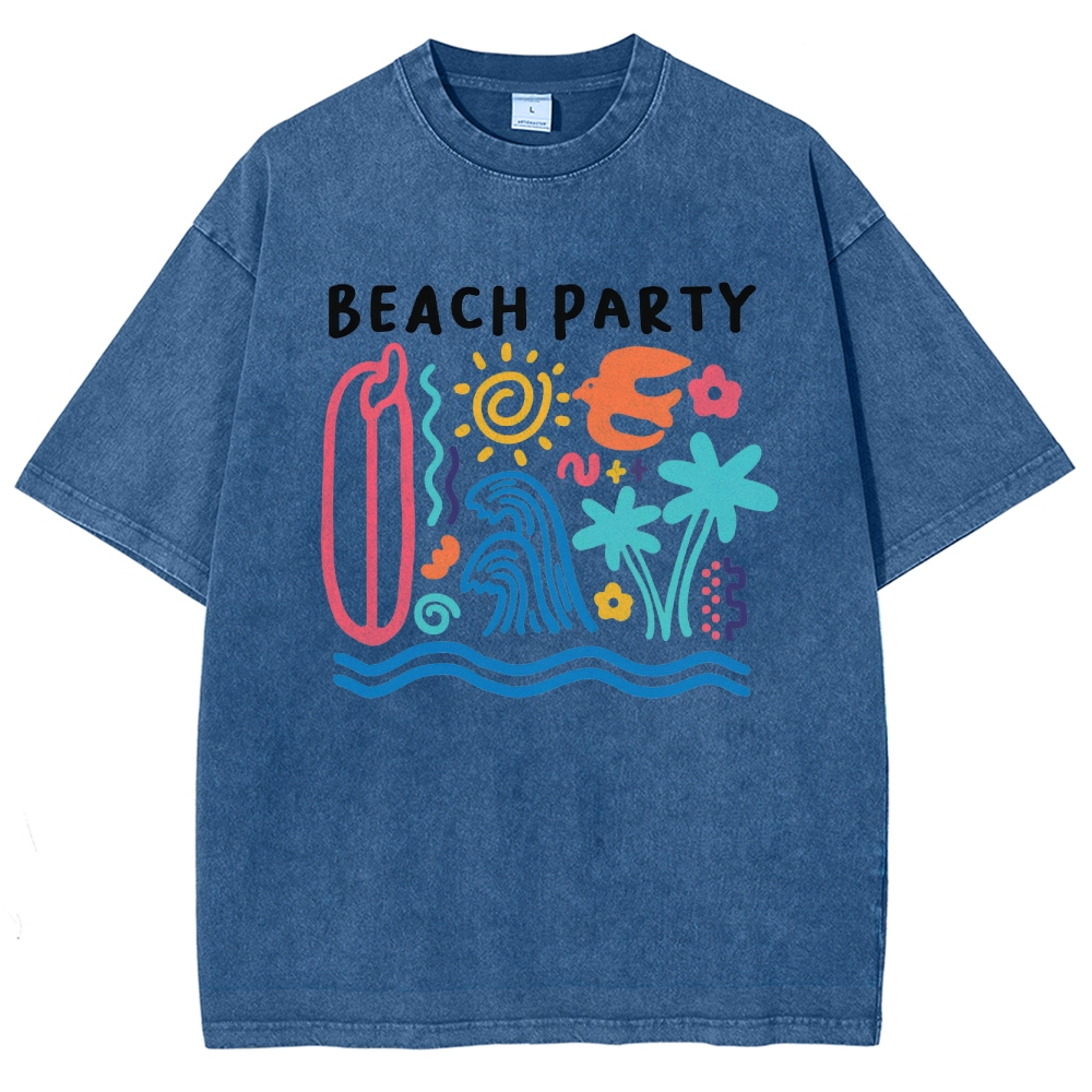 Washed T-Shirt | Surf Unisex Fit Beach Party | TIDESENCE