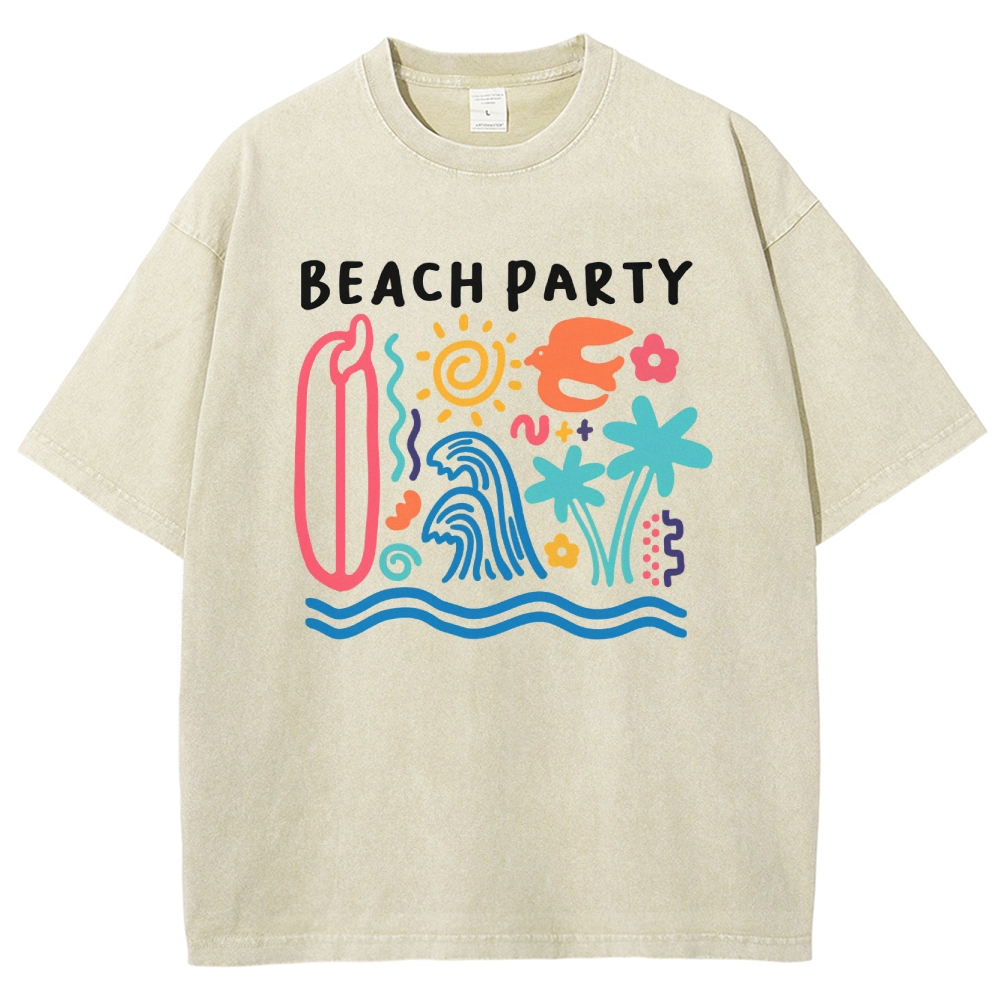 Washed T-Shirt | Surf Unisex Fit Beach Party | TIDESENCE