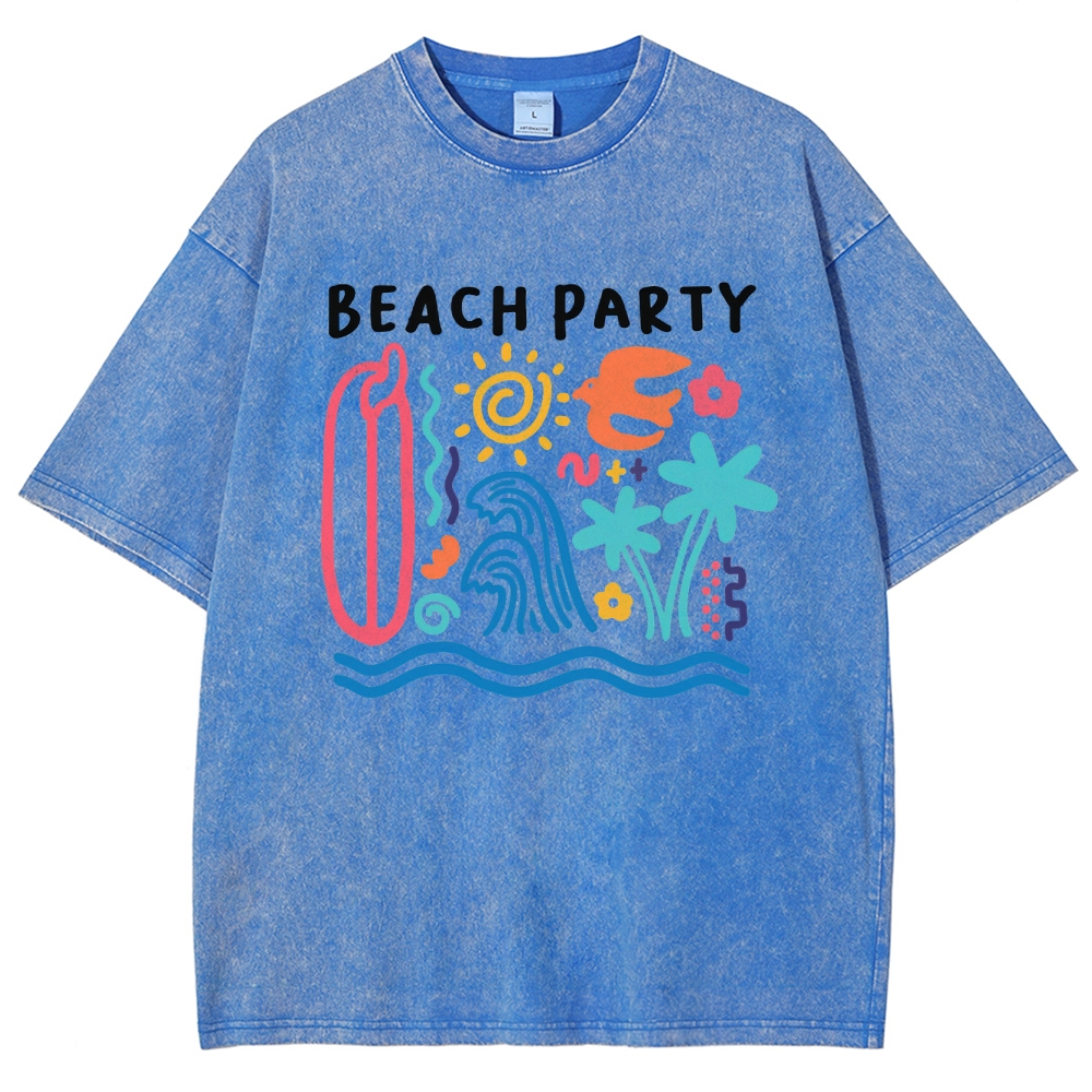 Washed T-Shirt | Surf Unisex Fit Beach Party | TIDESENCE