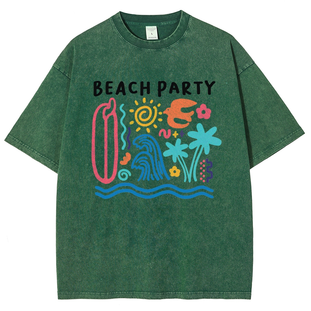 Washed T-Shirt | Surf Unisex Fit Beach Party | TIDESENCE