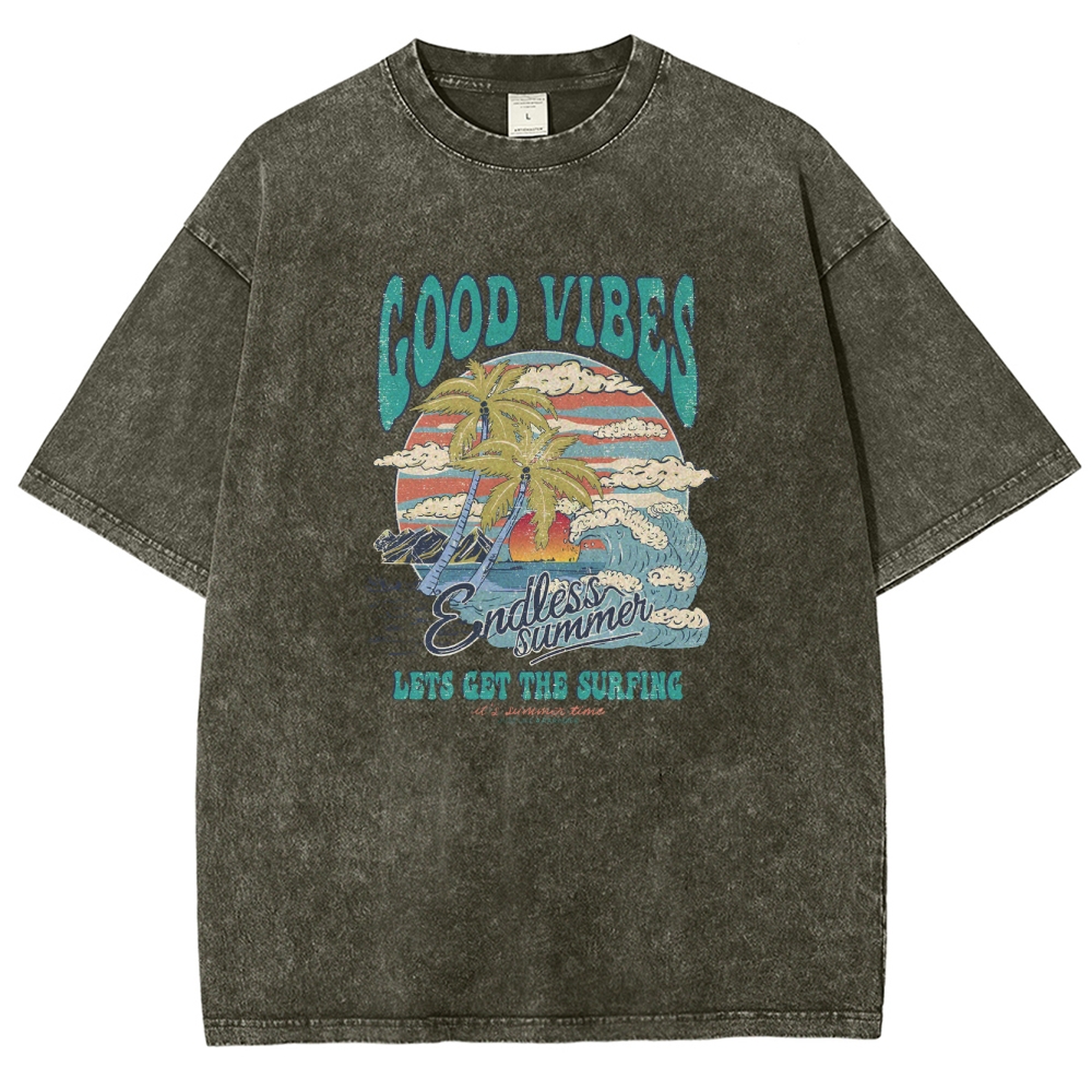 Washed T-Shirt | Surf Up Unisex Fit Good Vibes | TIDESENCE