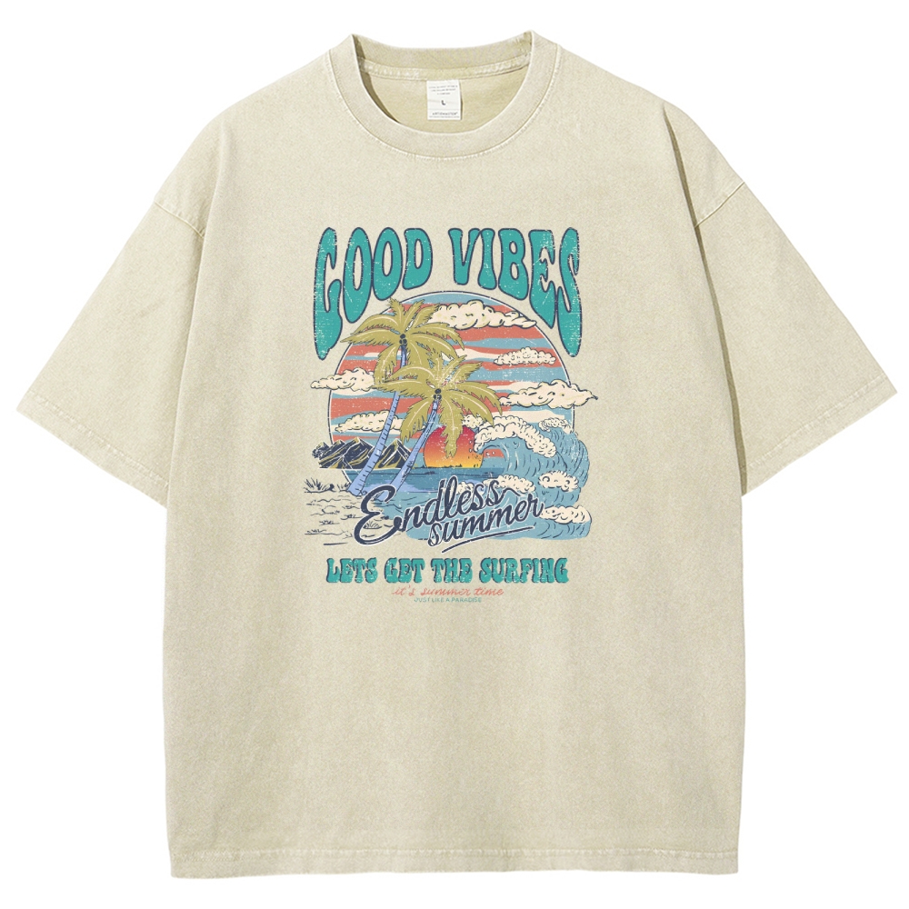 Washed T-Shirt | Surf Up Unisex Fit Good Vibes | TIDESENCE