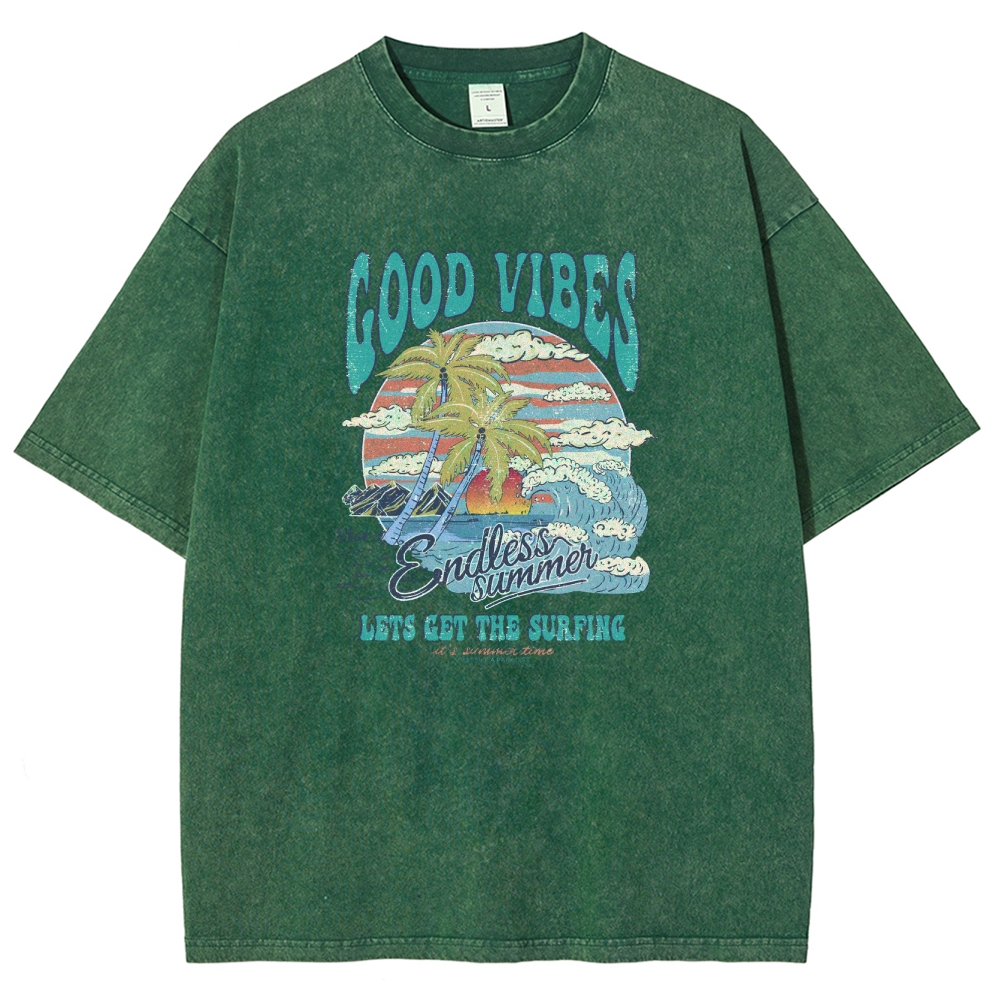 Washed T-Shirt | Surf Up Unisex Fit Good Vibes | TIDESENCE