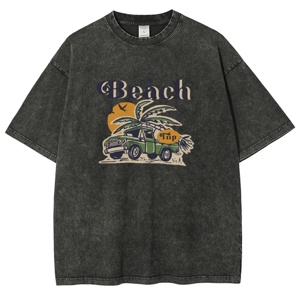 Washed T-Shirt | Journey Trip Unisex Fit The Beach Trip | TIDESENCE