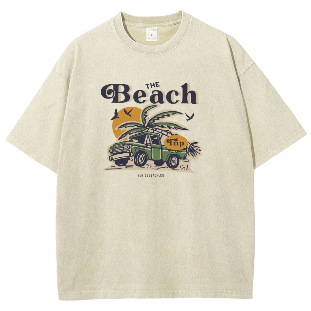 Washed T-Shirt | Journey Trip Unisex Fit The Beach Trip | TIDESENCE
