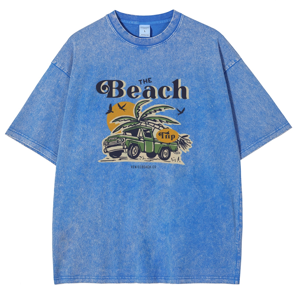 Washed T-Shirt | Journey Trip Unisex Fit The Beach Trip | TIDESENCE