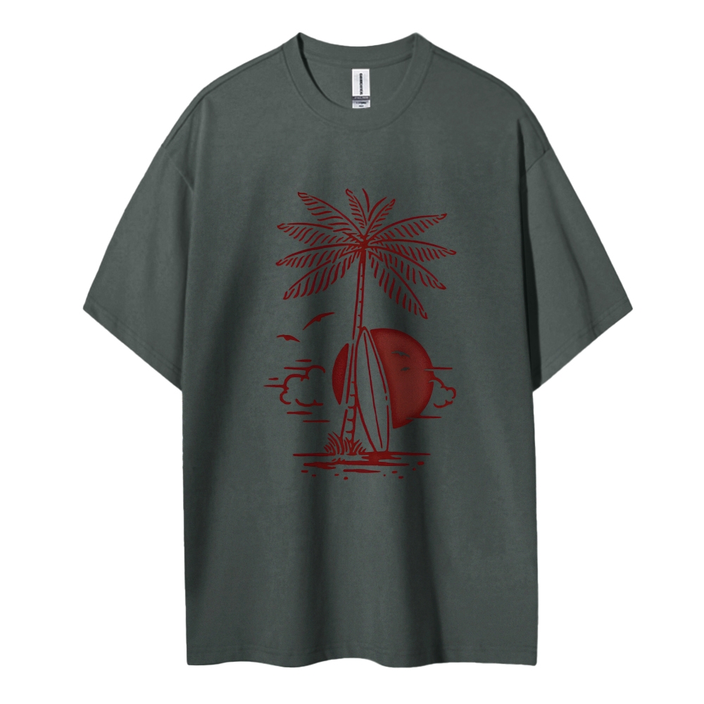 Cotton T-Shirt | Surf Unisex Fit Coconut Tree | TIDESENCE
